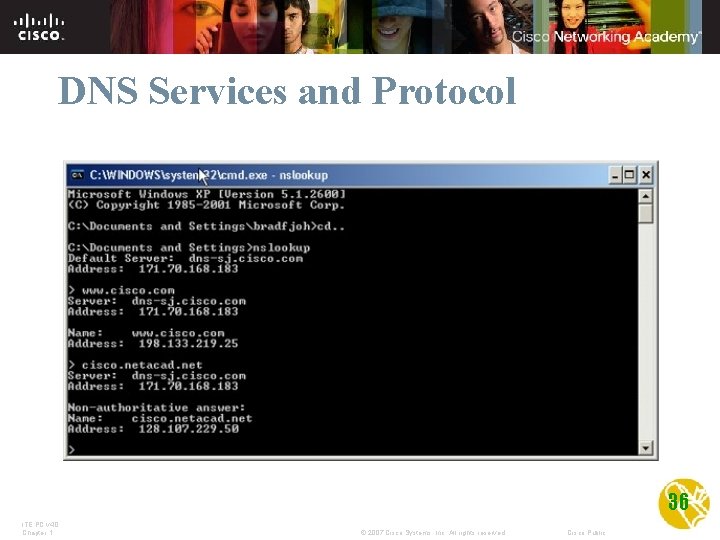 DNS Services and Protocol 36 ITE PC v 4. 0 Chapter 1 © 2007