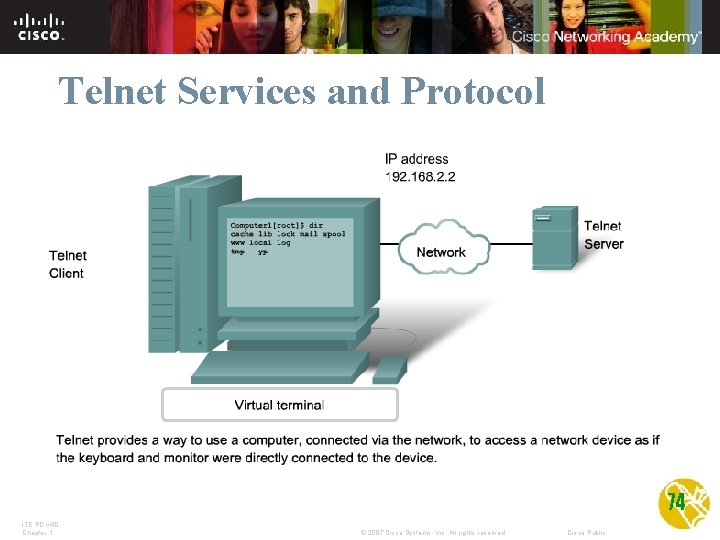 Telnet Services and Protocol 74 ITE PC v 4. 0 Chapter 1 © 2007