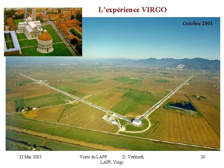 L’expérience VIRGO Octobre 2001 22 Mai 2003 Visite du LAPP D. Verkindt, LAPP, Virgo