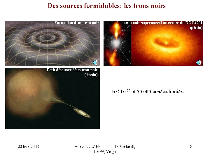 Des sources formidables: les trous noirs Formation d’un trou noir supermassif au centre de