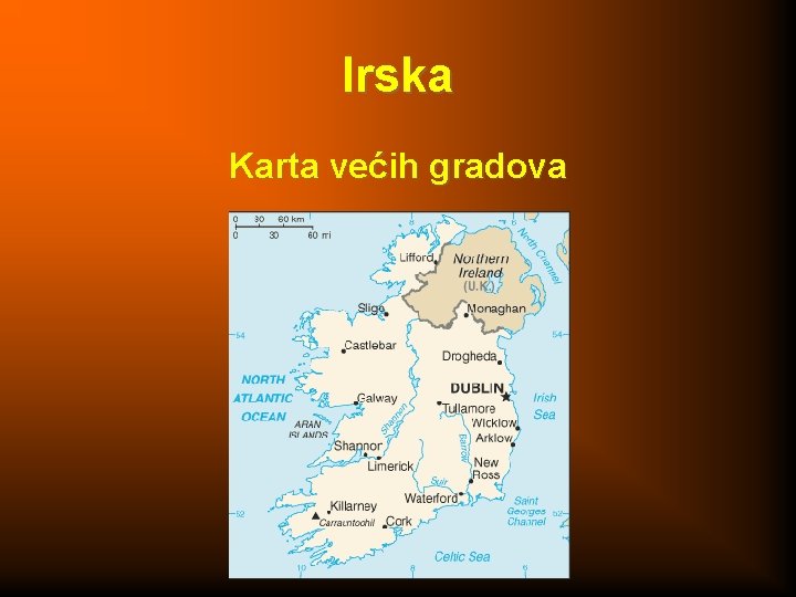 Irska Karta većih gradova 