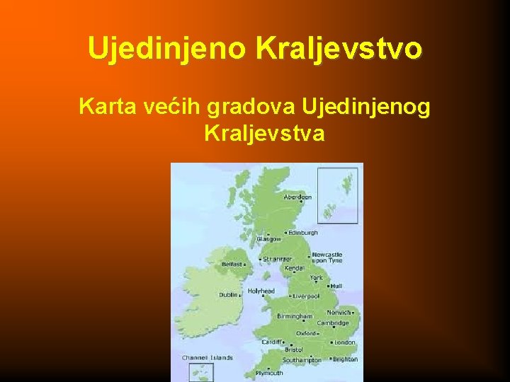 Ujedinjeno Kraljevstvo Karta većih gradova Ujedinjenog Kraljevstva 