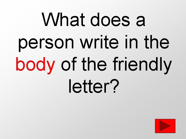 What does a person write in the body of the friendly letter? 