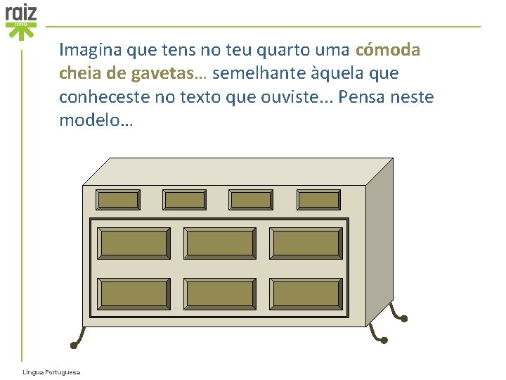 Imagina que tens no teu quarto uma cómoda cheia de gavetas… semelhante àquela que