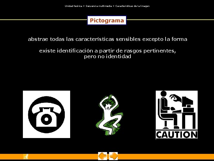 Unidad teórica > Secuencia multimedia > Características de la Imagen Pictograma abstrae todas Unidad teórica > Secuencia multimedia > Características de la Imagen Pictograma abstrae todas