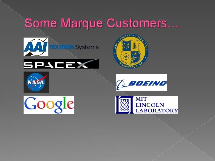 Some Marque Customers… 
