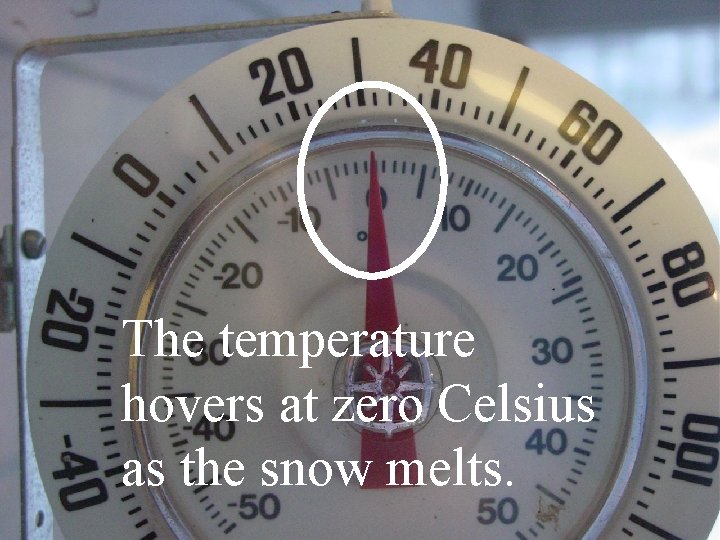The temperature hovers at zero Celsius as the snow melts. 