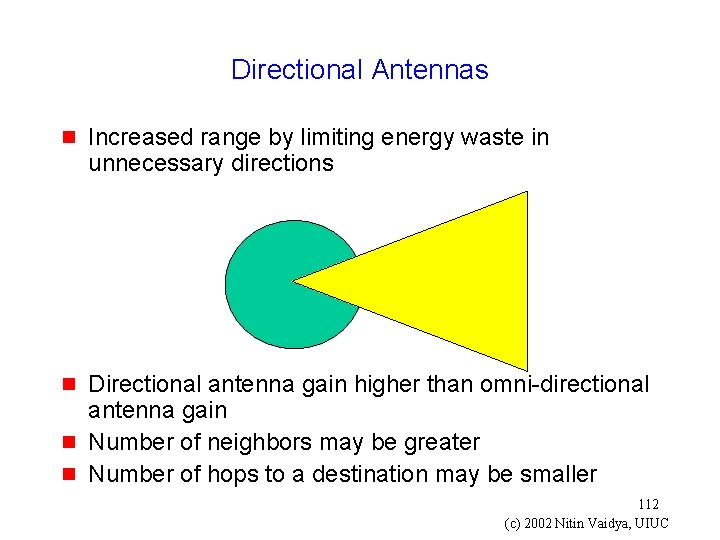 Directional Antennas g Increased range by limiting energy waste in unnecessary directions g Directional