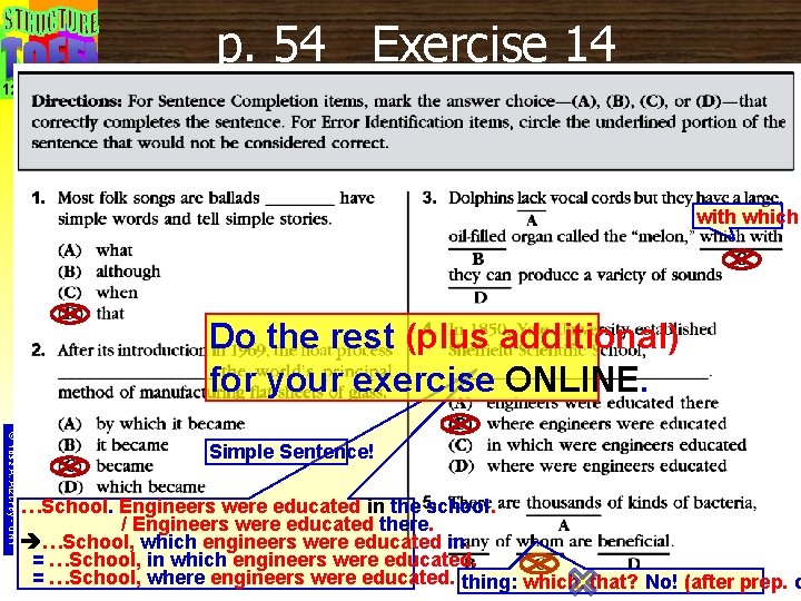 p. 54 Exercise 14 12 with which Do the rest (plus additional) for your