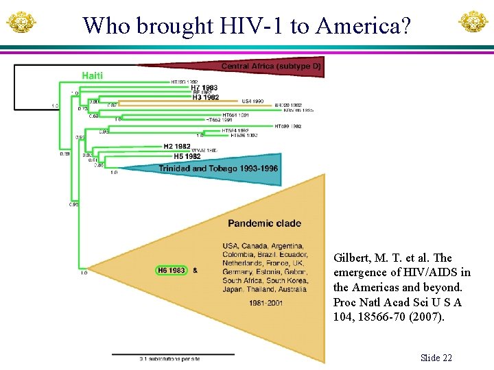 Who brought HIV-1 to America? Gilbert, M. T. et al. The emergence of HIV/AIDS