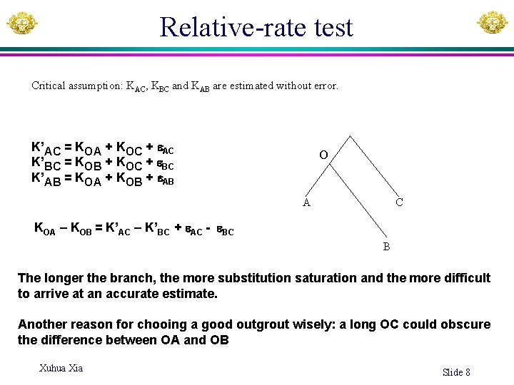 Relative-rate test Critical assumption: KAC, KBC and KAB are estimated without error. K’AC =