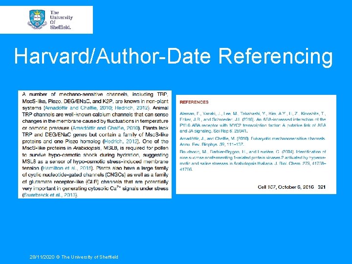 Harvard/Author-Date Referencing 28/11/2020 © The University of Sheffield 