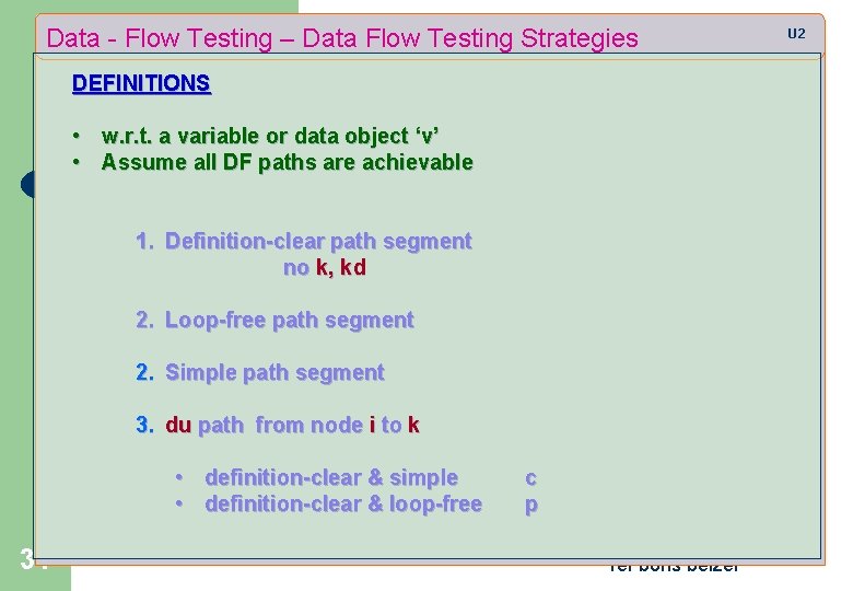 Data - Flow Testing – Data Flow Testing Strategies DEFINITIONS • w. r. t.