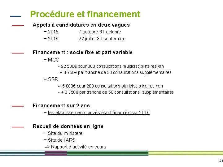 Procédure et financement Appels à candidatures en deux vagues - 2015: - 2016: 7 Procédure et financement Appels à candidatures en deux vagues - 2015: - 2016: 7
