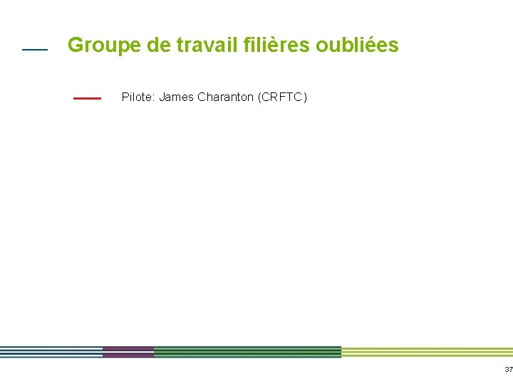 Groupe de travail filières oubliées Pilote: James Charanton (CRFTC) 37 Groupe de travail filières oubliées Pilote: James Charanton (CRFTC) 37