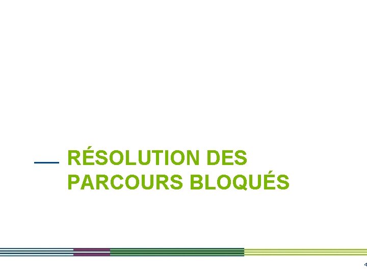 RÉSOLUTION DES PARCOURS BLOQUÉS 4 RÉSOLUTION DES PARCOURS BLOQUÉS 4