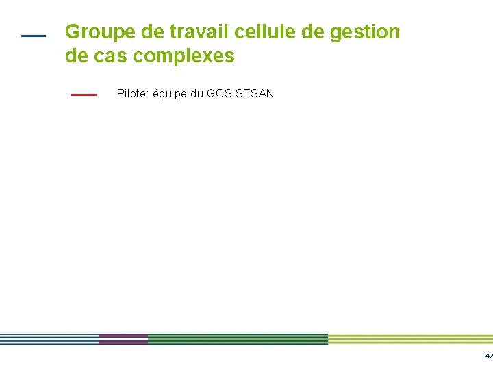 Groupe de travail cellule de gestion de cas complexes Pilote: équipe du GCS SESAN Groupe de travail cellule de gestion de cas complexes Pilote: équipe du GCS SESAN