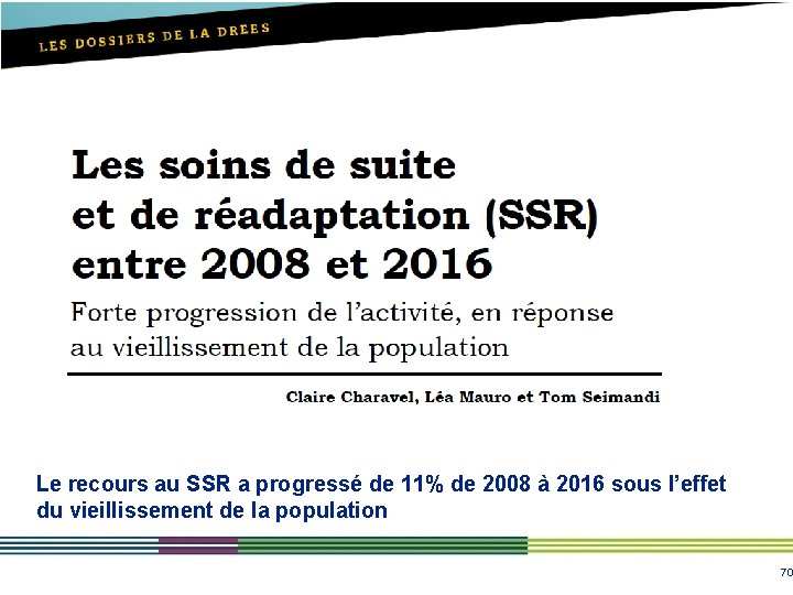 Le recours au SSR a progressé de 11% de 2008 à 2016 sous l’effet Le recours au SSR a progressé de 11% de 2008 à 2016 sous l’effet