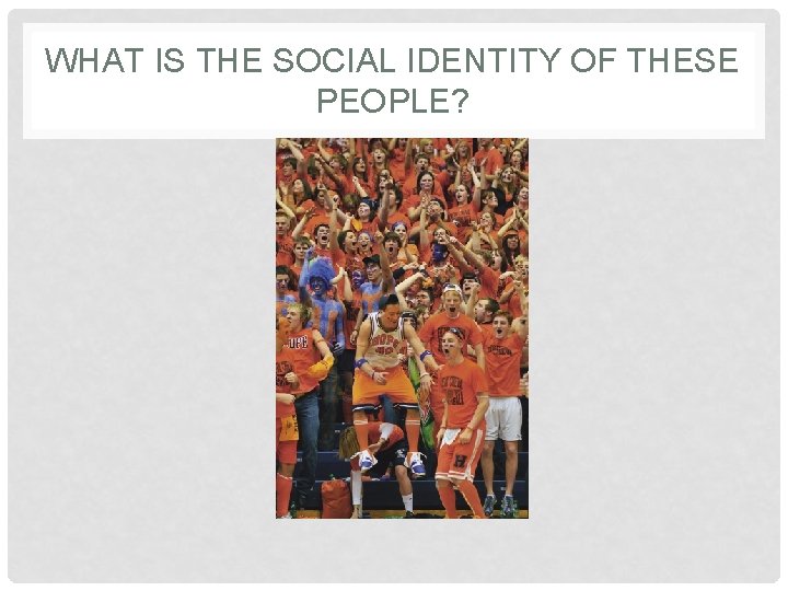 WHAT IS THE SOCIAL IDENTITY OF THESE PEOPLE? 