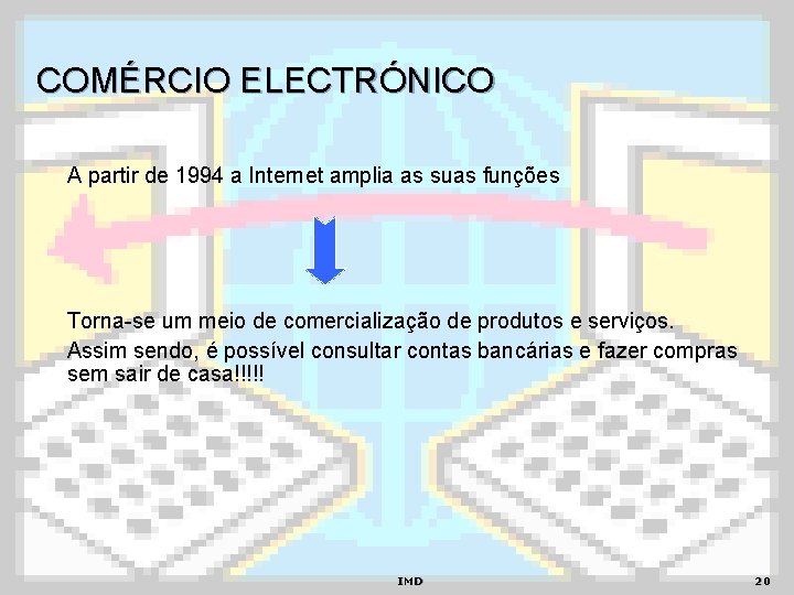 COMÉRCIO ELECTRÓNICO A partir de 1994 a Internet amplia as suas funções Torna-se um