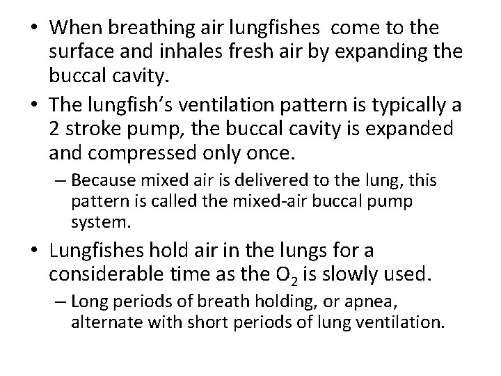  • When breathing air lungfishes come to the surface and inhales fresh air