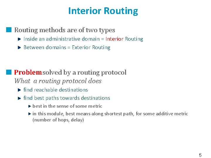 Routing in General Distance Vector Routing JeanYves Le
