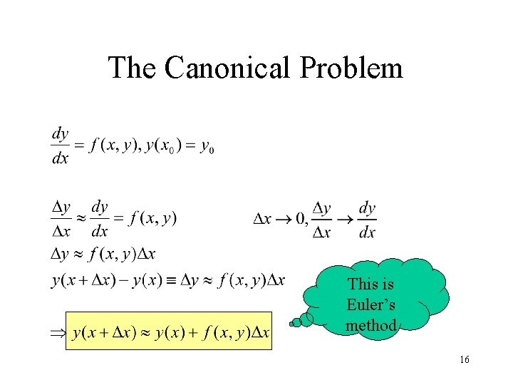 The Canonical Problem This is Euler’s method 16 