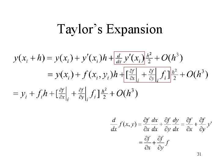 Taylor’s Expansion 31 