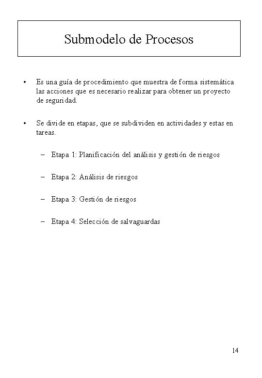 Submodelo de Procesos • Es una guía de procedimiento que muestra de forma sistemática