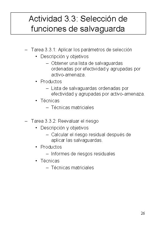 Actividad 3. 3: Selección de funciones de salvaguarda – Tarea 3. 3. 1: Aplicar