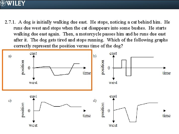 2. 7. 1. A dog is initially walking due east. He stops, noticing a