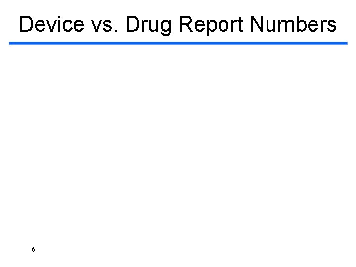 Device vs. Drug Report Numbers 6 