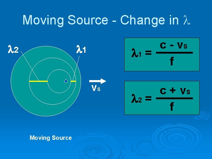 Moving Source - Change in 2 c - v. S 1 = f 1
