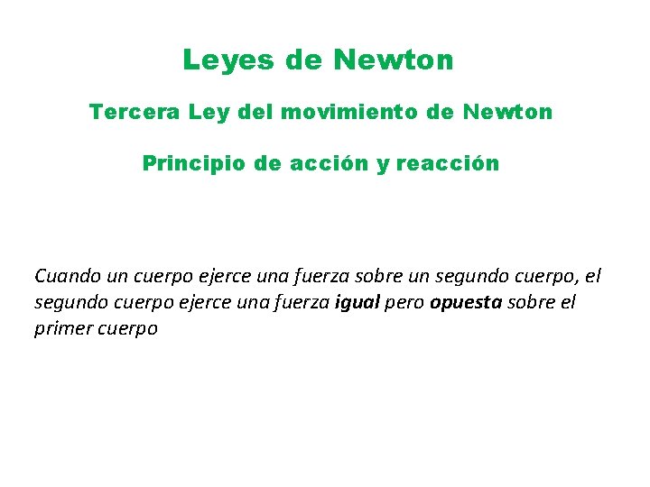 Leyes de Newton Tercera Ley del movimiento de Newton Principio de acción y reacción