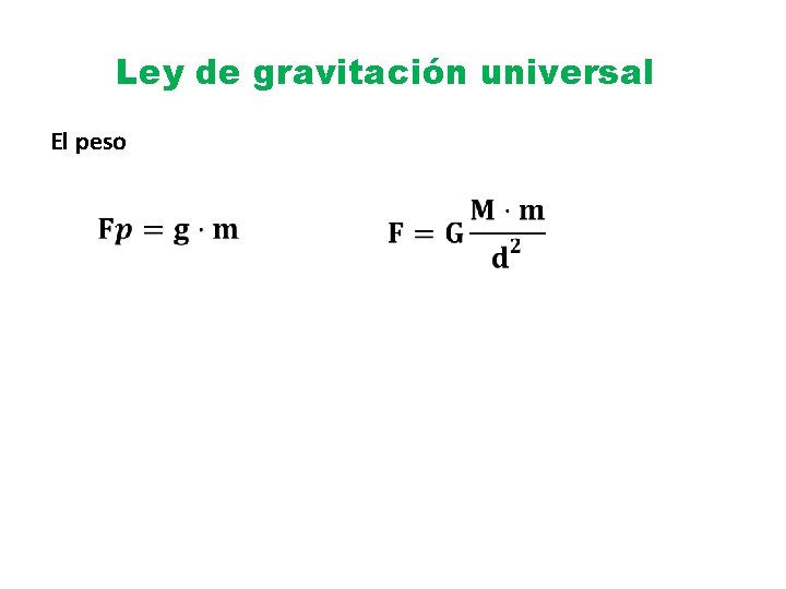 Ley de gravitación universal El peso 