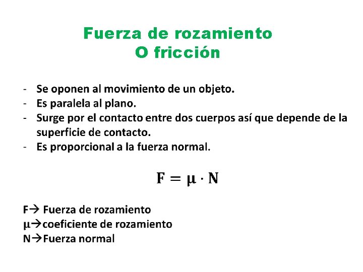 Fuerza de rozamiento O fricción 