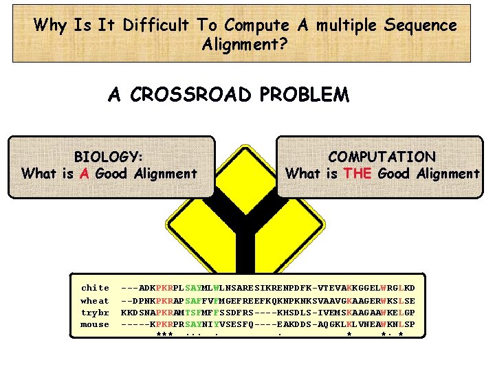 Why Is It Difficult To Compute A multiple Sequence Alignment? A CROSSROAD PROBLEM BIOLOGY: