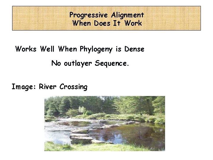 Progressive Alignment When Does It Works Well When Phylogeny is Dense No outlayer Sequence.