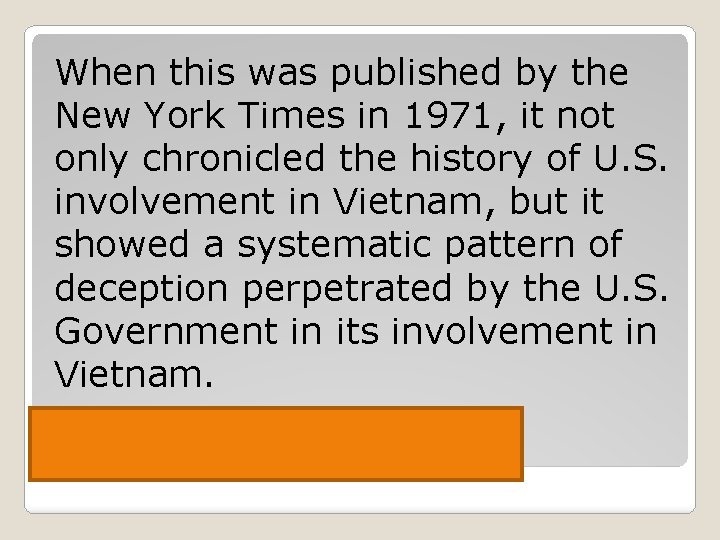 When this was published by the New York Times in 1971, it not only
