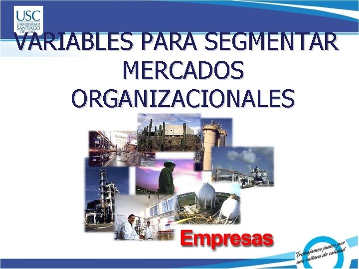 VARIABLES PARA SEGMENTAR MERCADOS ORGANIZACIONALES 