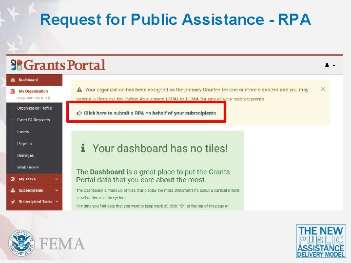 Request for Public Assistance - RPA C 