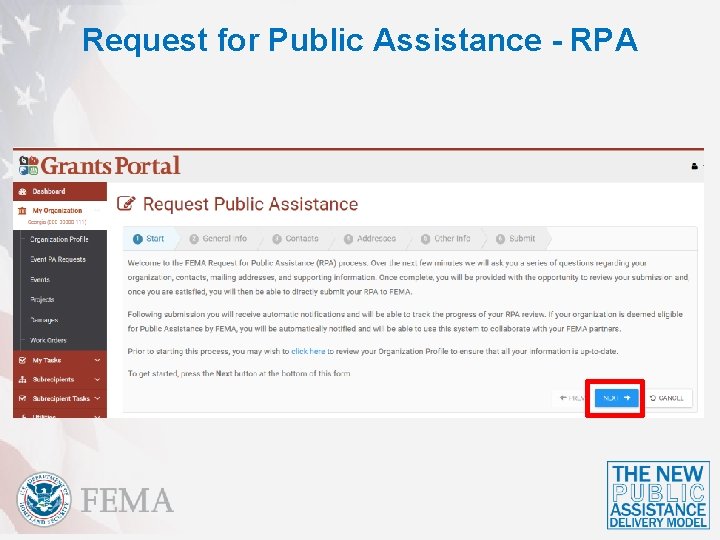 Request for Public Assistance - RPA 