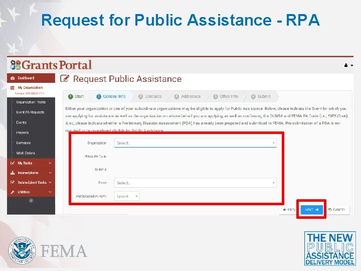 Request for Public Assistance - RPA 