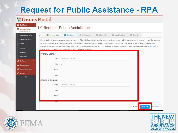 Request for Public Assistance - RPA 