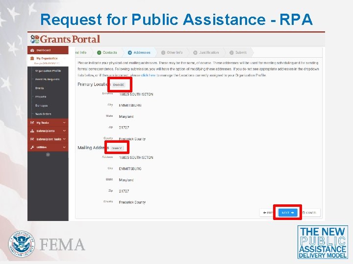 Request for Public Assistance - RPA 