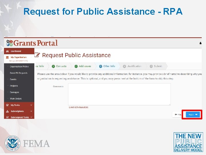 Request for Public Assistance - RPA 