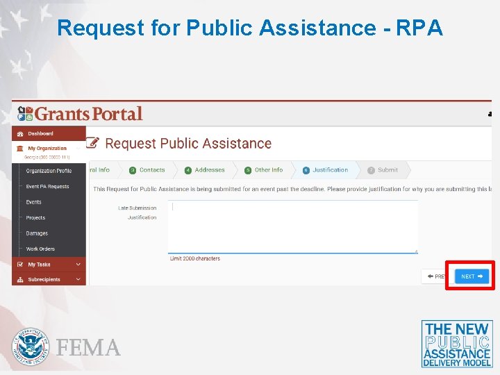 Request for Public Assistance - RPA 