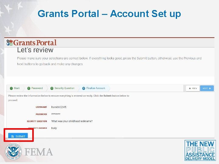 Grants Portal – Account Set up 