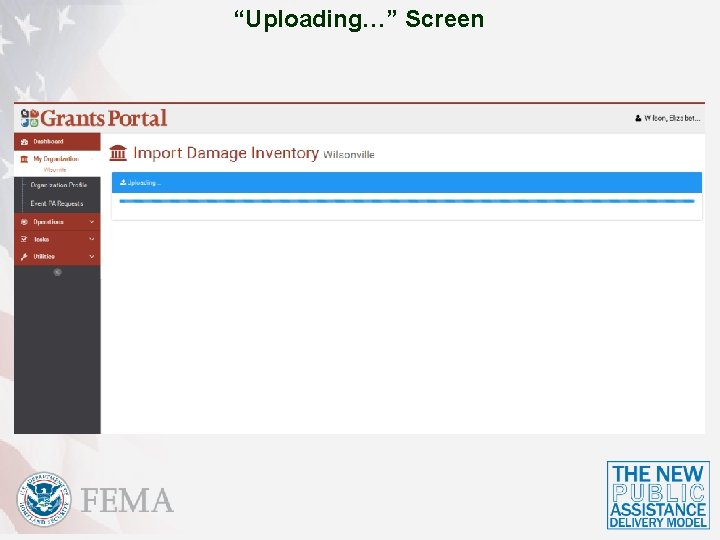 “Uploading…” Screen 