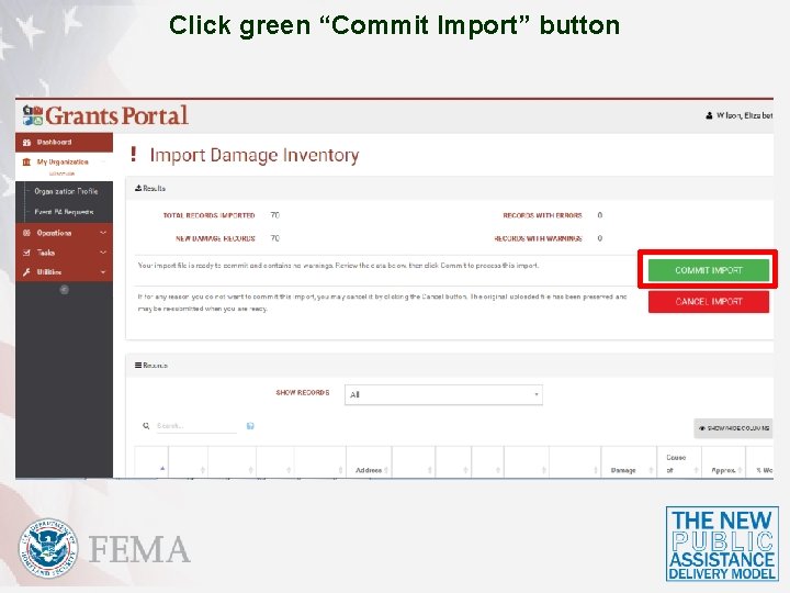 Click green “Commit Import” button 